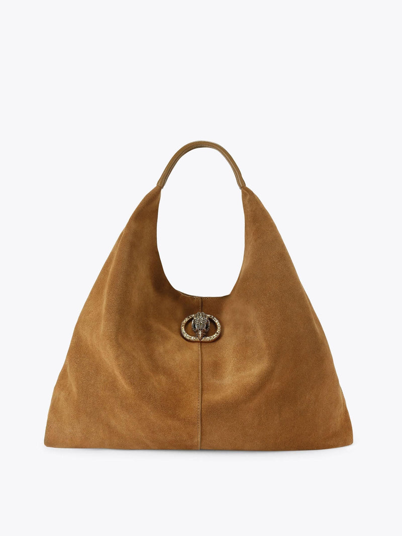 Kurt Geiger London brown suede large slouch hobo bag, UK version