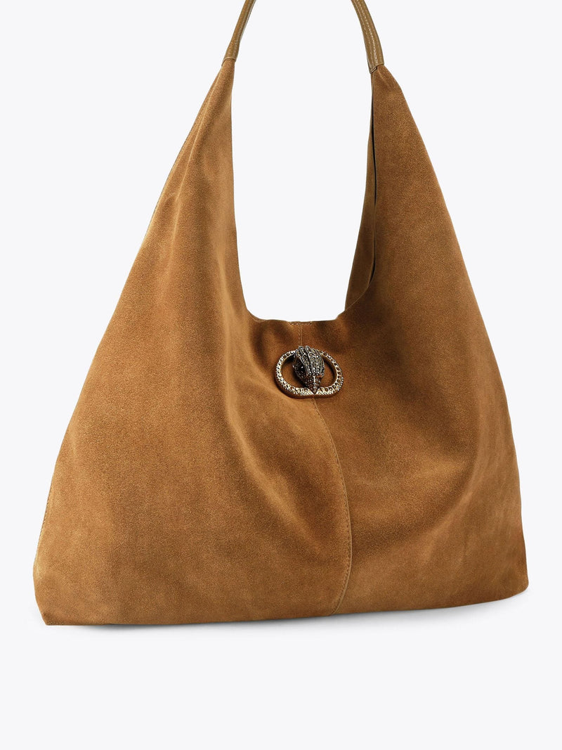 Kurt Geiger London brown suede large slouch hobo bag, UK version