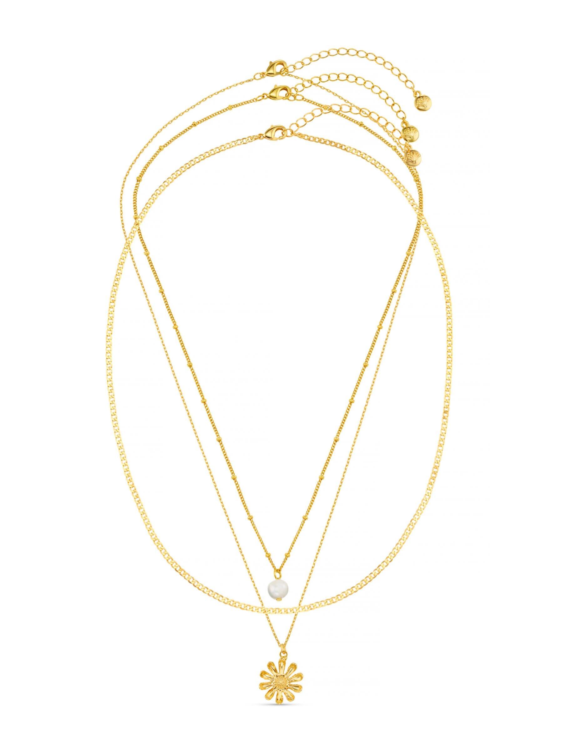 Orelia London gold pearl daisy three row necklace (British brand)
