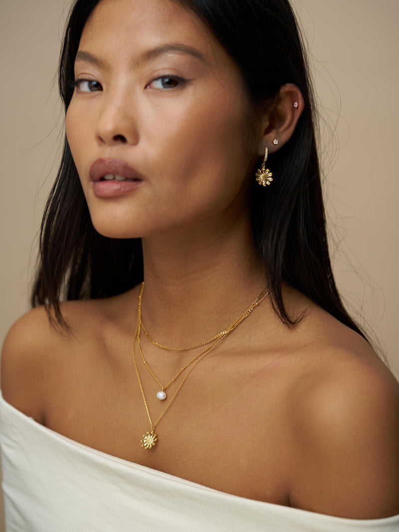 Orelia London gold pearl daisy three row necklace (British brand)