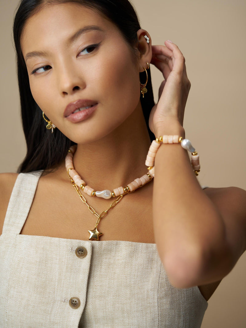 Orelia London gold tone statement pearl bead necklace, imported from the UK