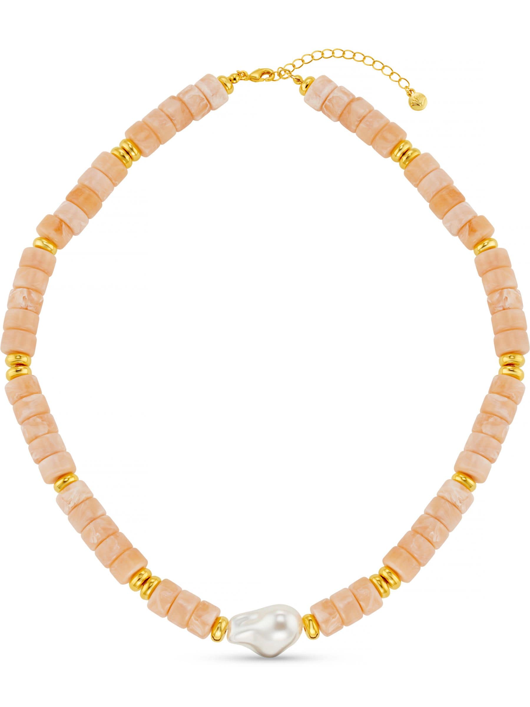 Orelia London gold tone statement pearl bead necklace, imported from the UK