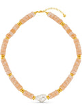 Orelia London gold tone statement pearl bead necklace, imported from the UK