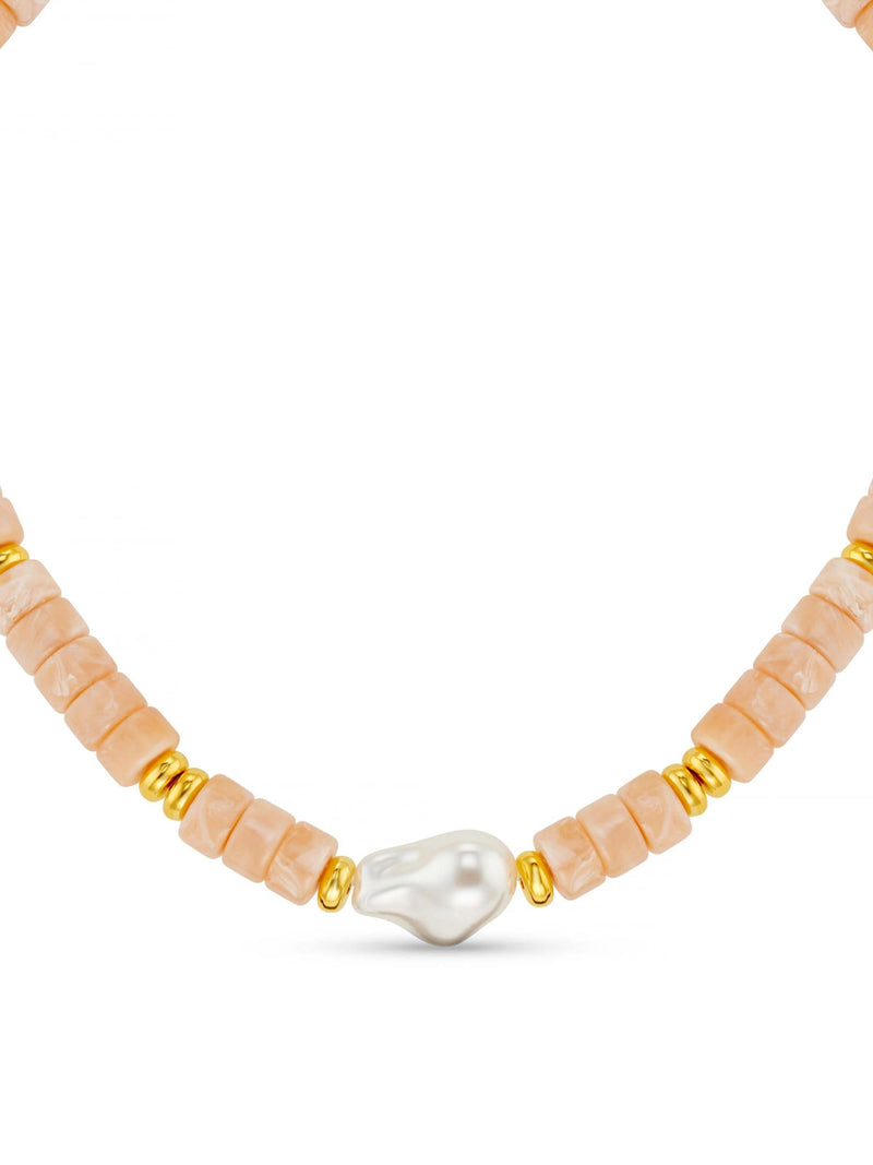 Orelia London gold tone statement pearl bead necklace, imported from the UK