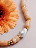 Orelia London gold tone statement pearl bead necklace, imported from the UK