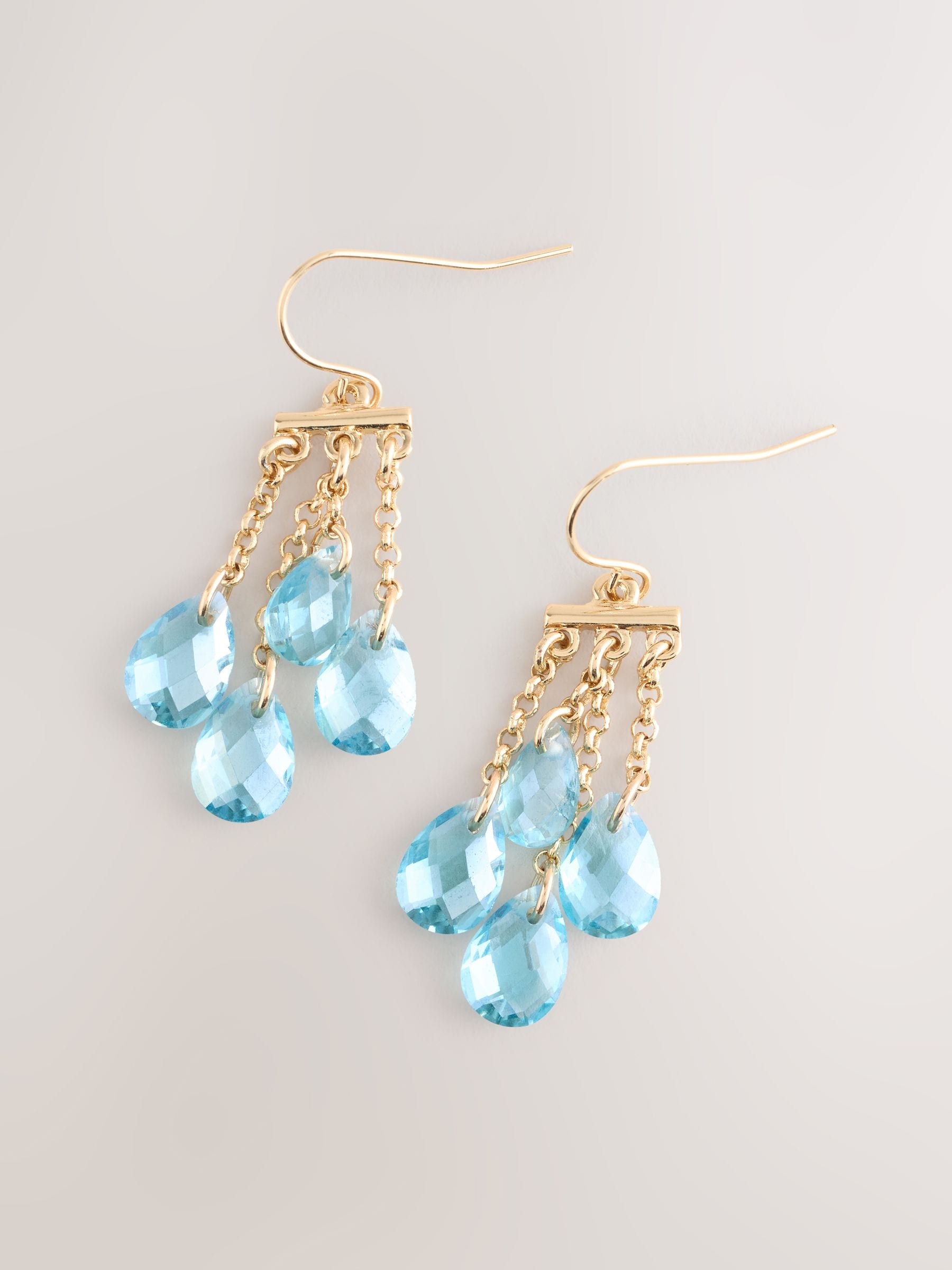 Gold tone gemstone drop earrings - British product