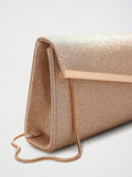 Lipsy gold glitter asymmetric clutch bag, UK version
