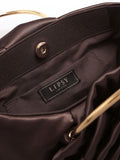 Lipsy chocolate brown satin corsage top handle bag (British brand)