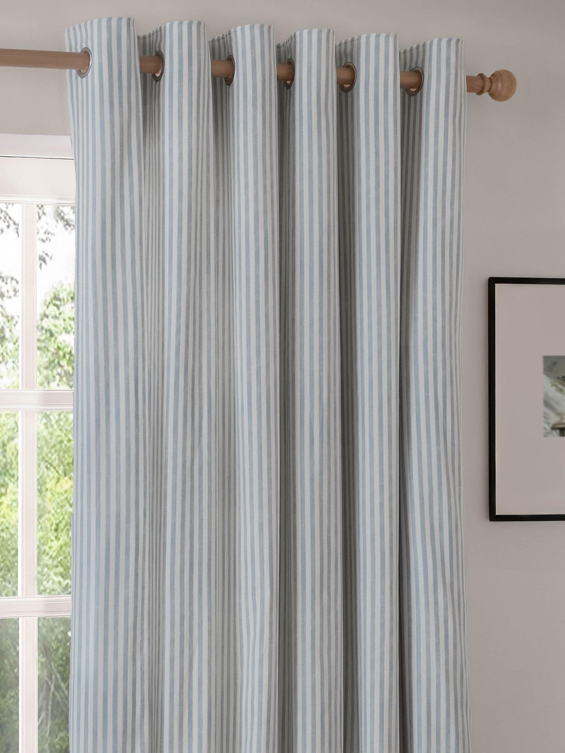 Yard Mineral Hebden Striped Lined Eyelet Curtains
