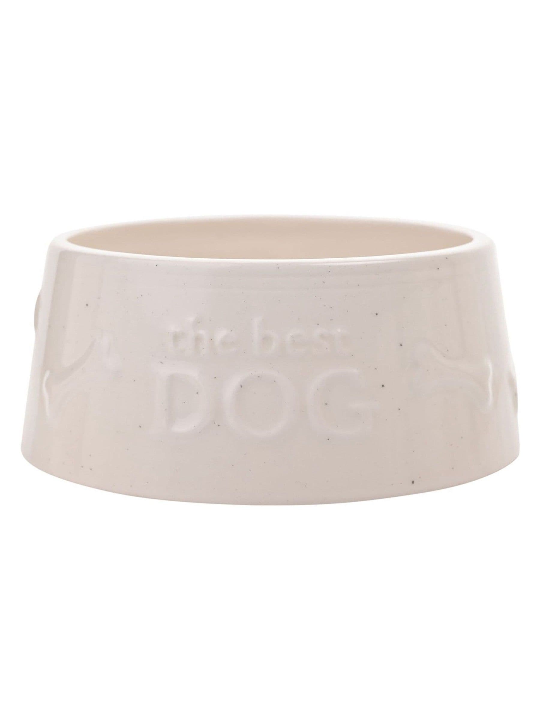 Widdop white paw prints large dog bowl, imported from the UK