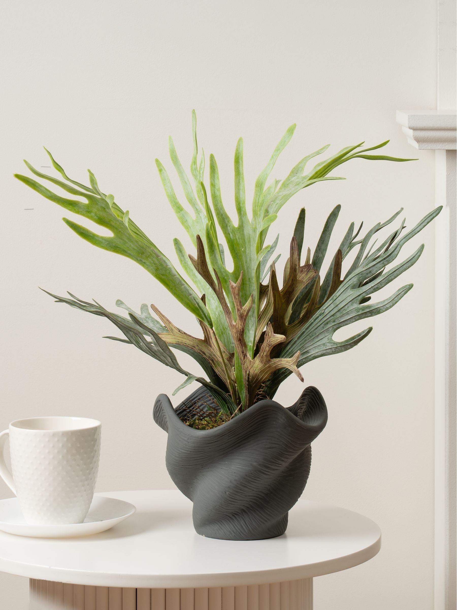 Scottish Everlastings artificial sea greens cement pot 53cm - British product