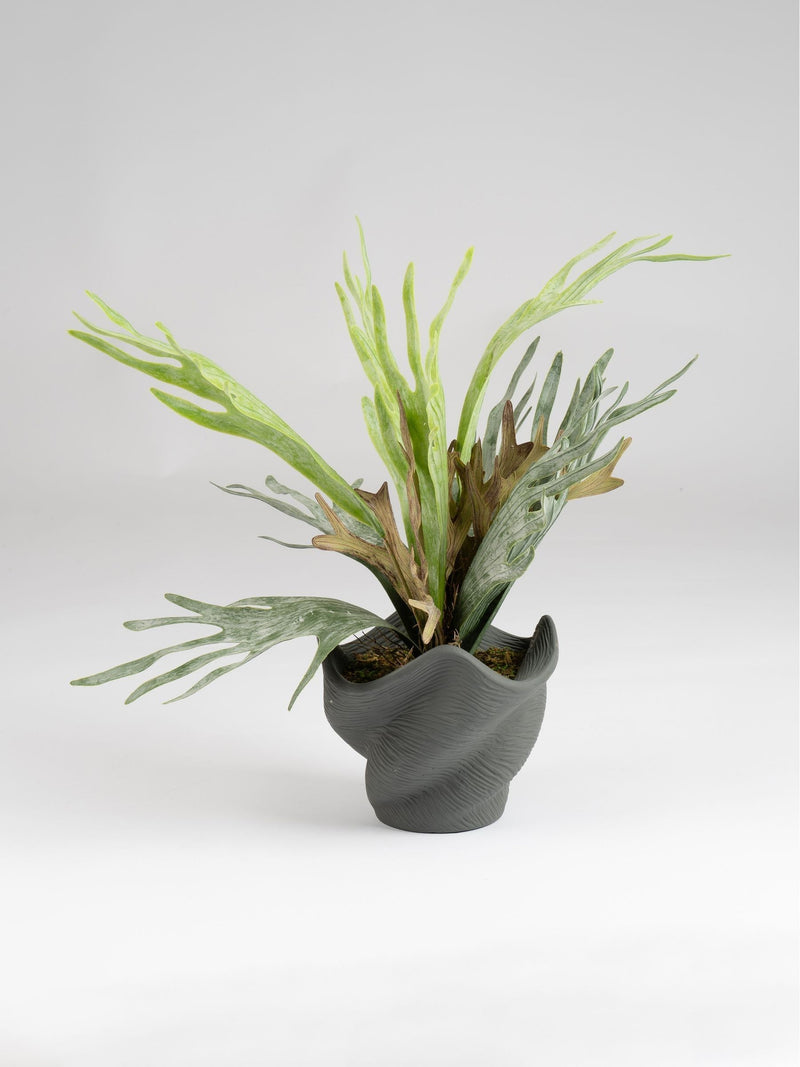 Scottish Everlastings artificial sea greens cement pot 53cm - British product