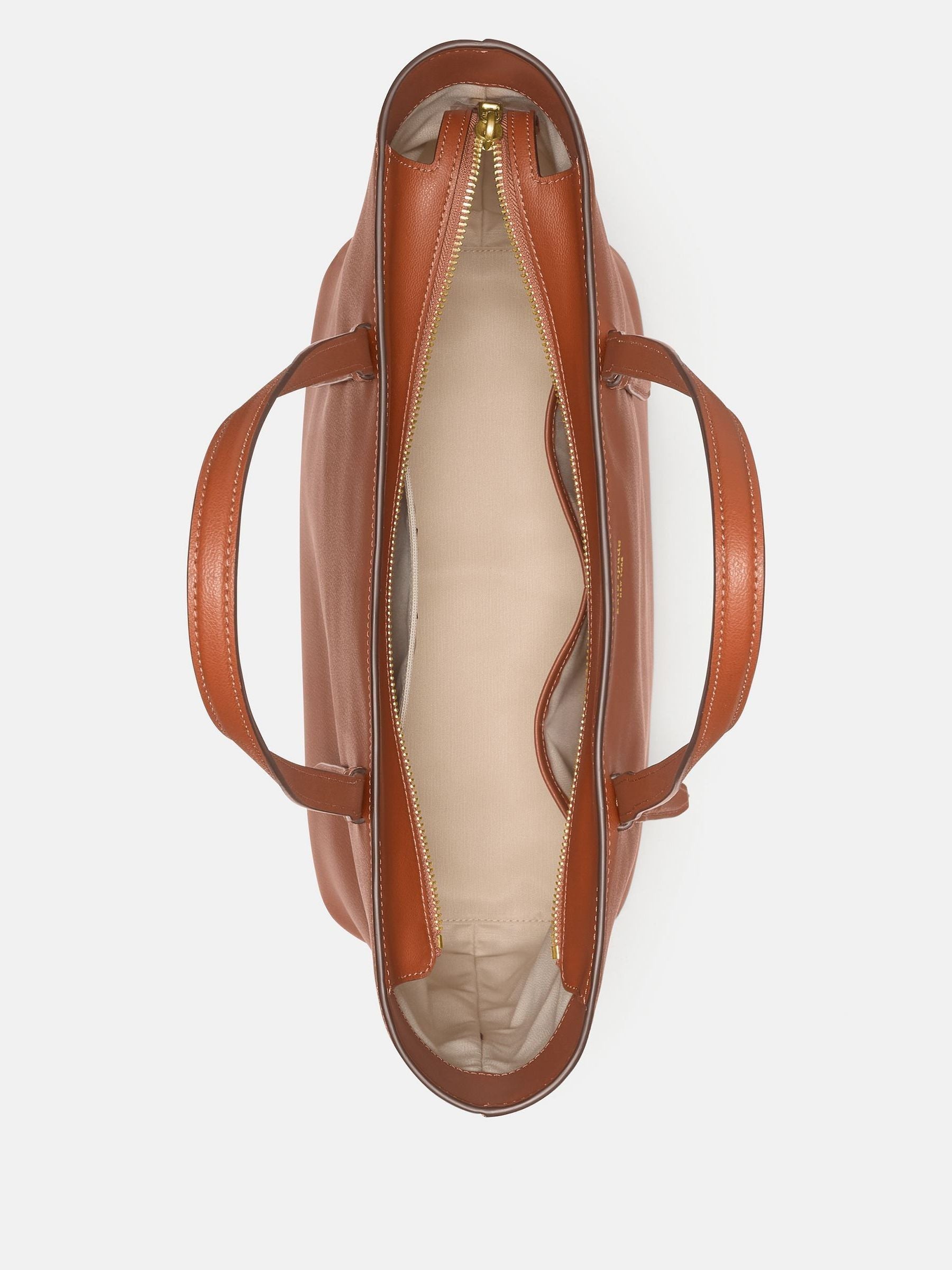 Kate Spade brown fine grain leather zip tote bag, imported from the UK