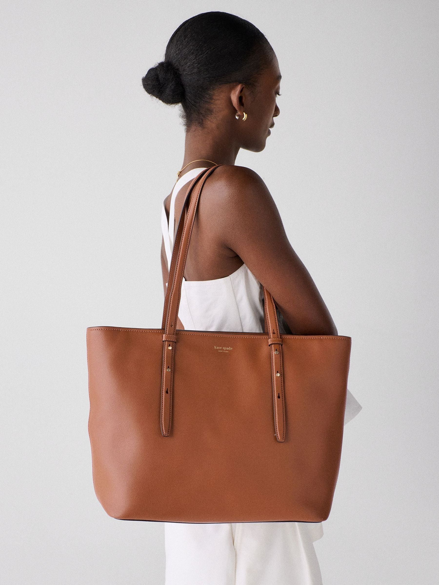 Kate Spade Brown Do It All Fine Grain Leather Zip Tote Bag