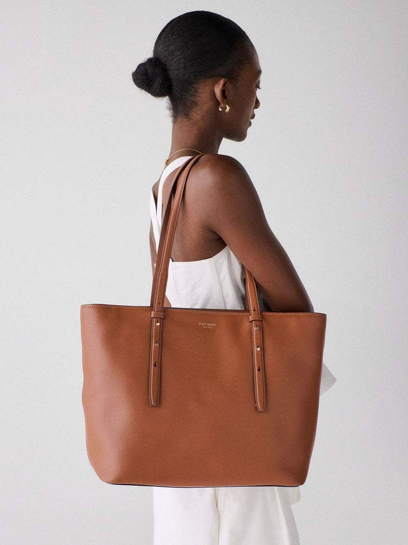 Kate Spade Brown Do It All Fine Grain Leather Zip Tote Bag