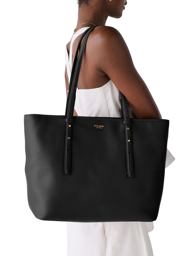 Kate Spade Black Do It All Fine Grain Leather Zip Tote Bag