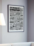 Sketchbook Design Manchester landmarks framed wall art print - British product