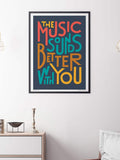 Sketchbook Design music typography framed print, UK version