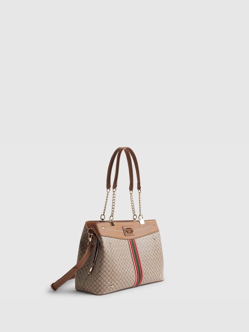 River Island brown monogram chain tote bag, UK version