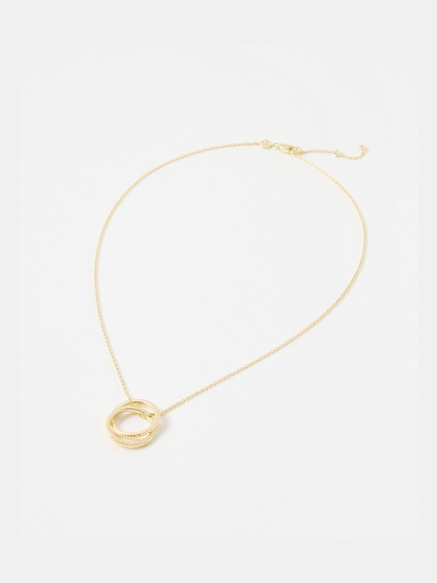 Oliver Bonas pendant necklace gold plated textured ring charm - British product