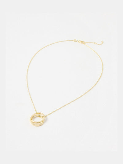 Next Oliver Bonas Gold Plated Textured Ring Charm Pendant Necklace- Buy online at McGrocer