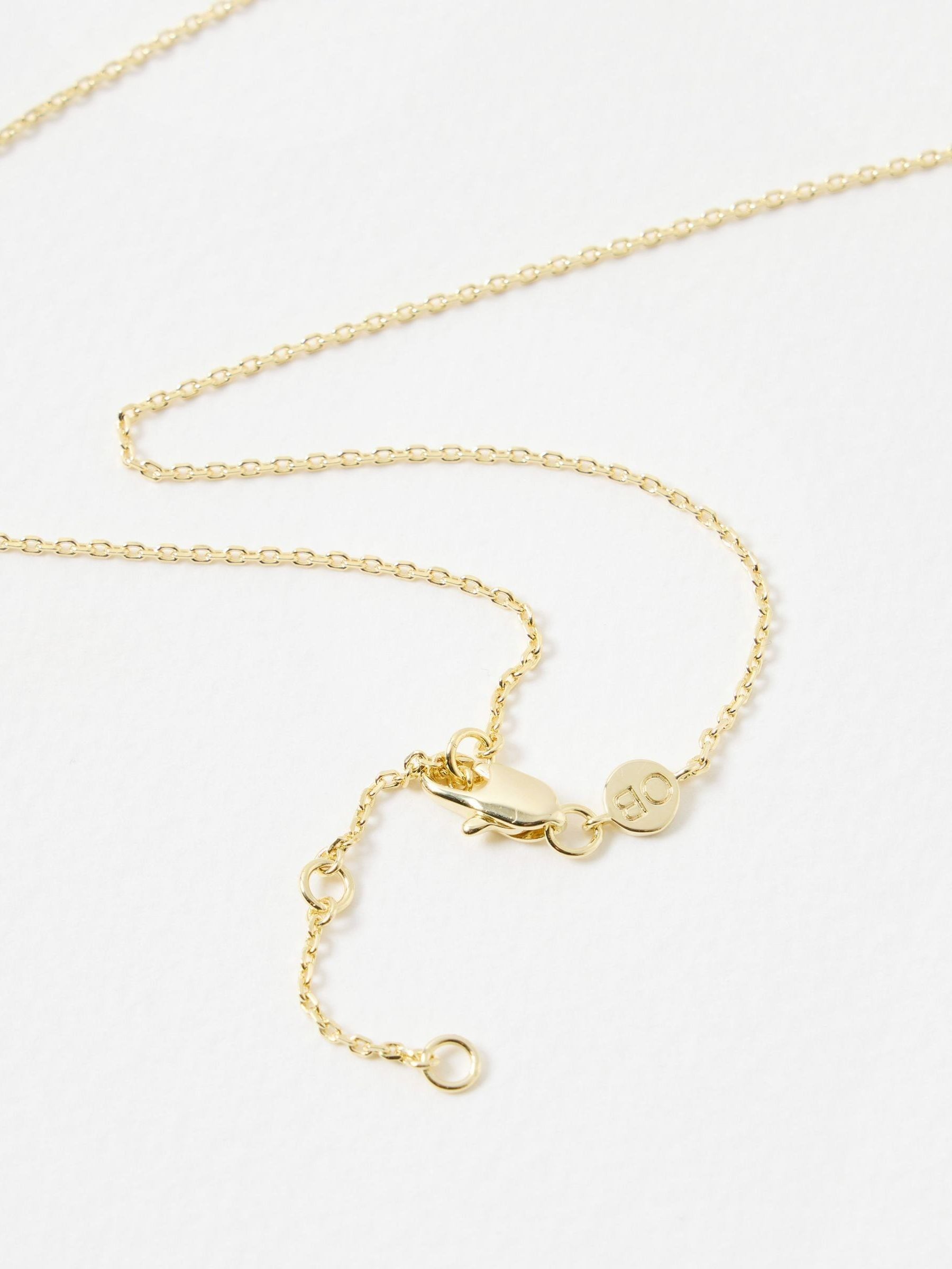Oliver Bonas pendant necklace gold plated textured ring charm - British product