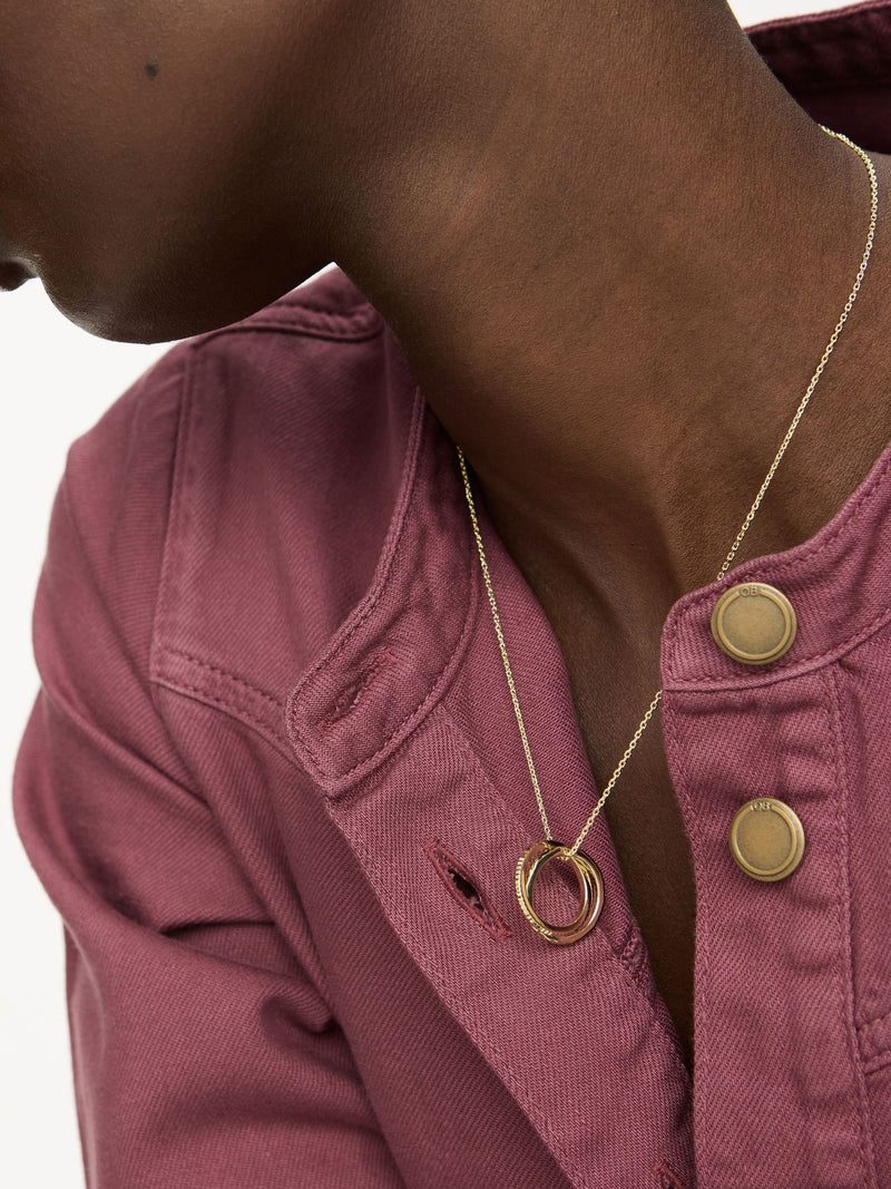Oliver Bonas pendant necklace gold plated textured ring charm - British product