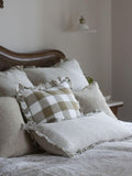Ellenvale Interiors olive stripe ruffle bolster cushion cover 80x30cm (British brand)