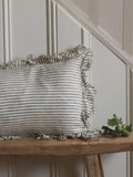 Ellenvale Interiors olive stripe ruffle bolster cushion cover 80x30cm (British brand)