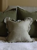 Ellenvale olive linen 45x45cm cushion cover (British brand)