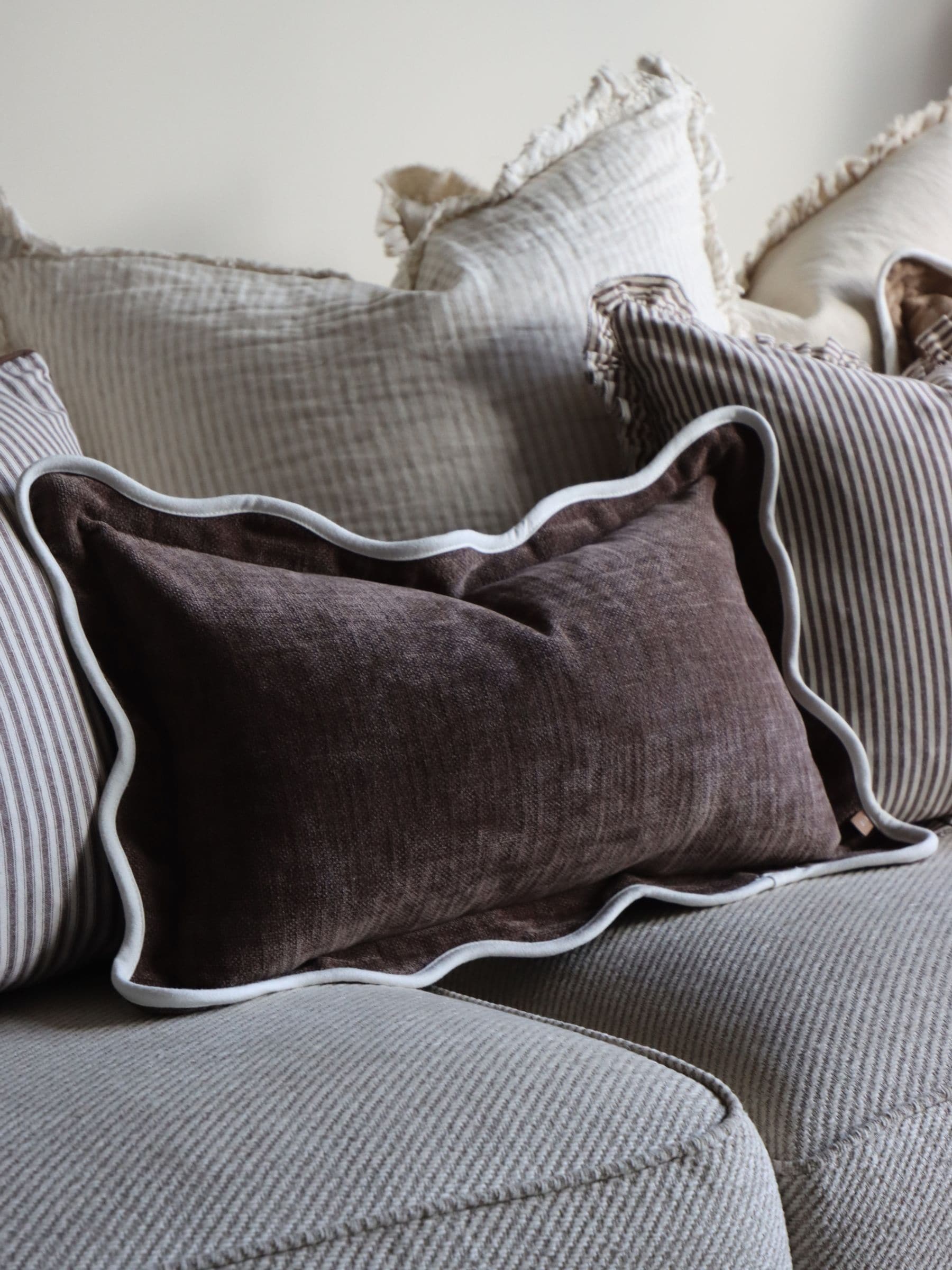 Ellenvale Interiors Chocolate Brown Chloe Scallop Cushion Cover 45 x 45cm