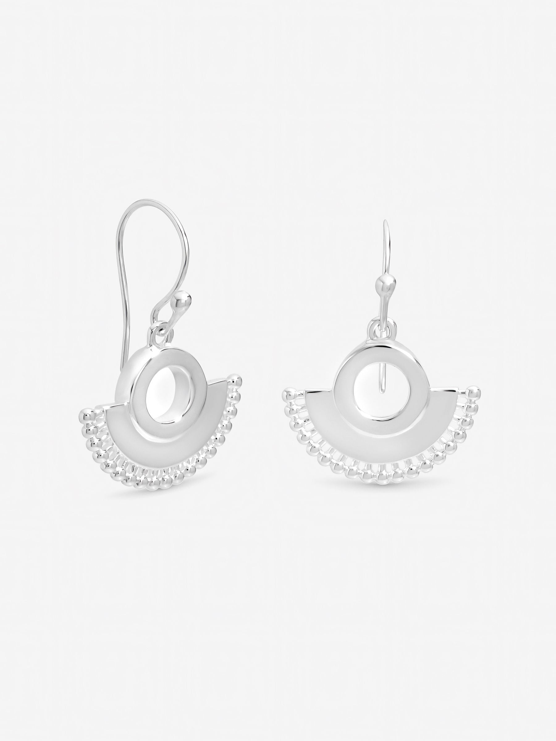 Inicio silver plated beaded fan fishhook earrings (British brand)