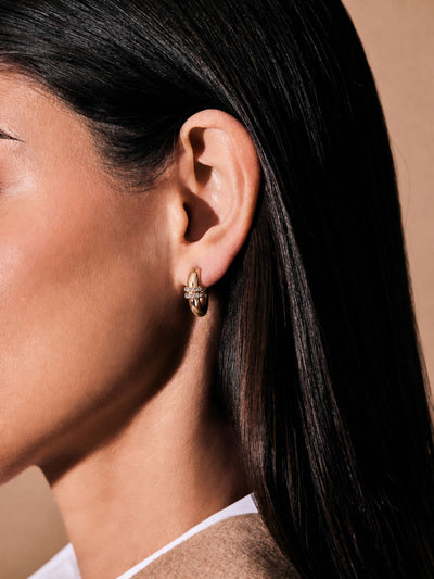 Next Lauren Ralph Lauren Gold Tone Pavé Hoop Earrings- Buy online at McGrocer