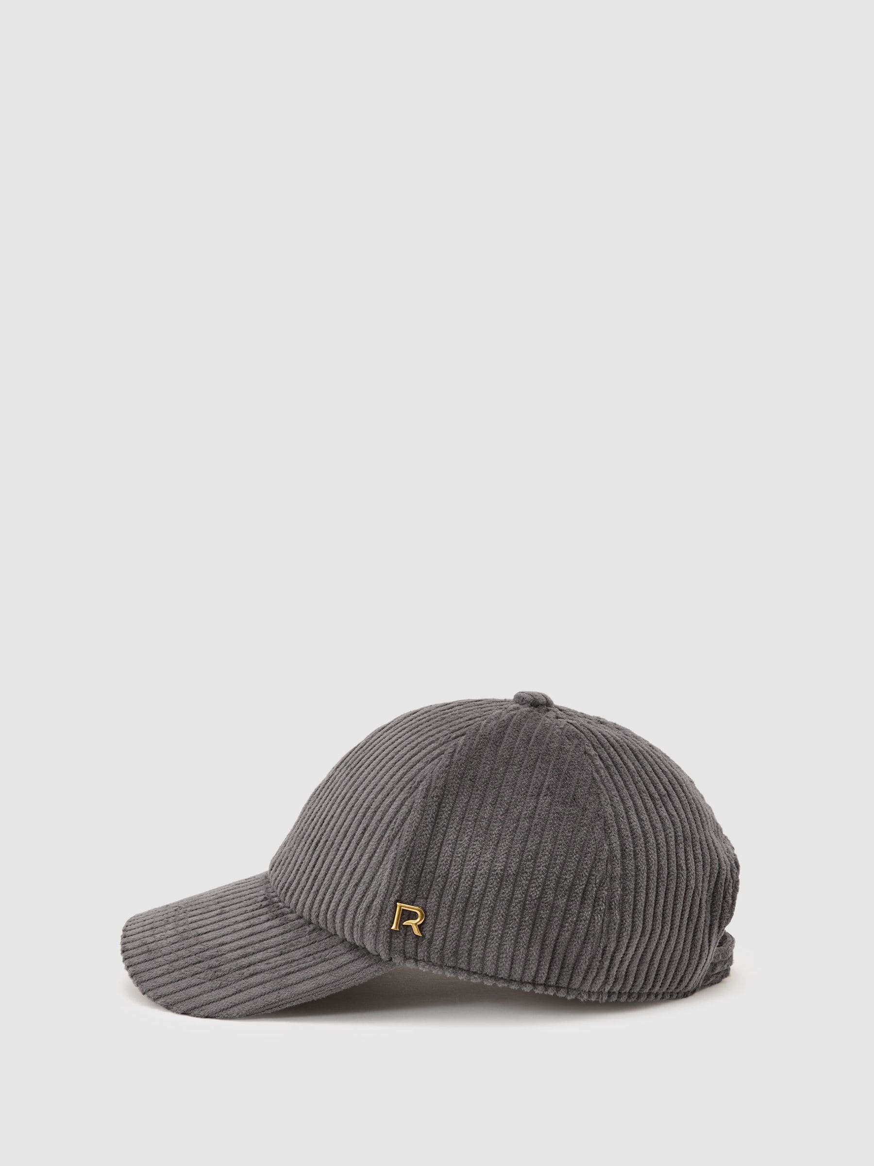 Reiss grey cotton corduroy baseball cap, imported from the UK