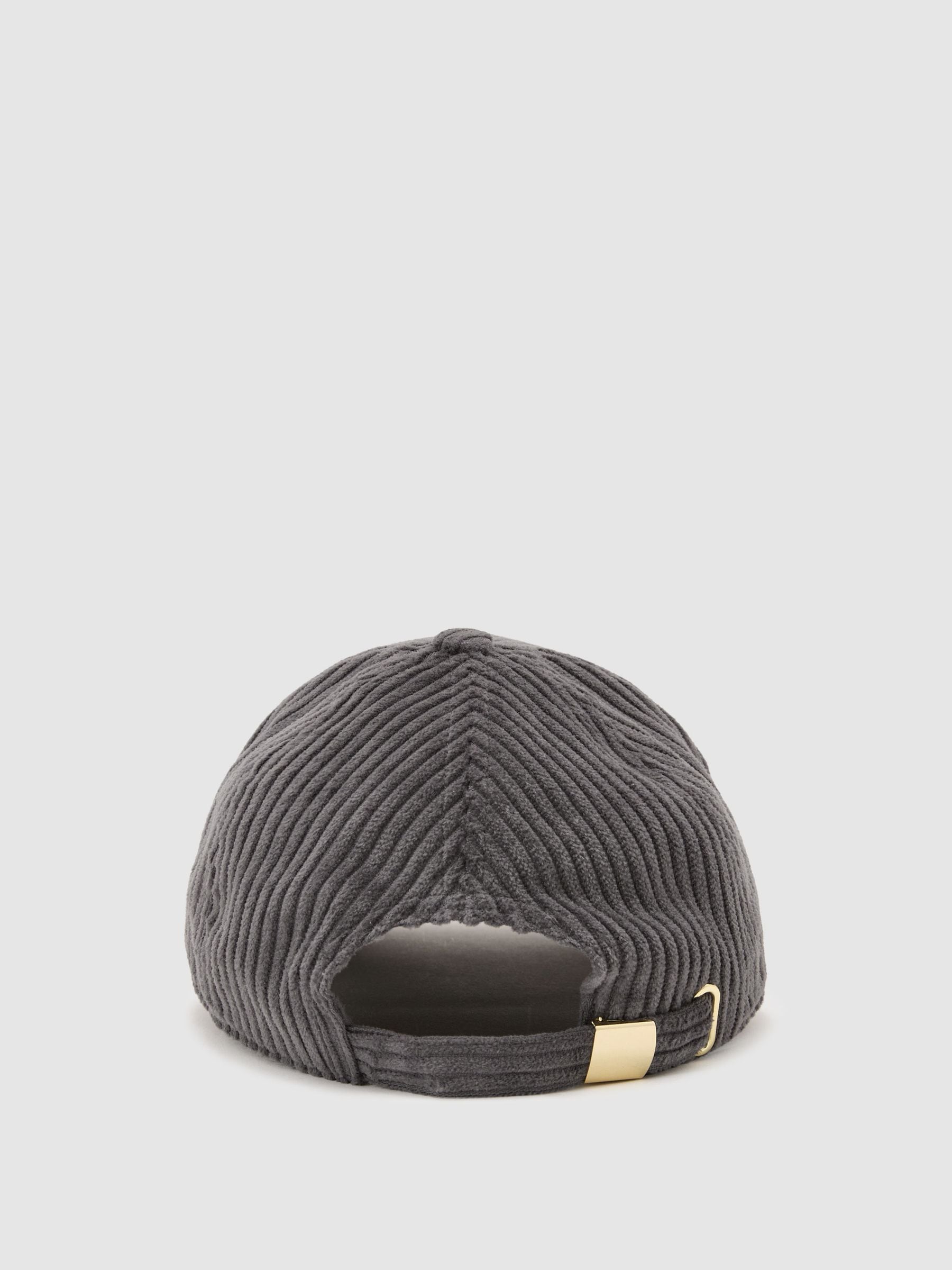 Reiss grey cotton corduroy baseball cap, imported from the UK