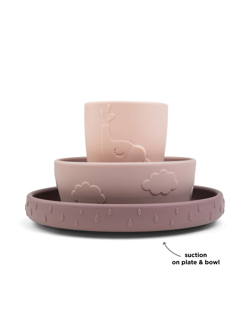Done by Deer Deer Friends dinner set pink silicone (British brand)