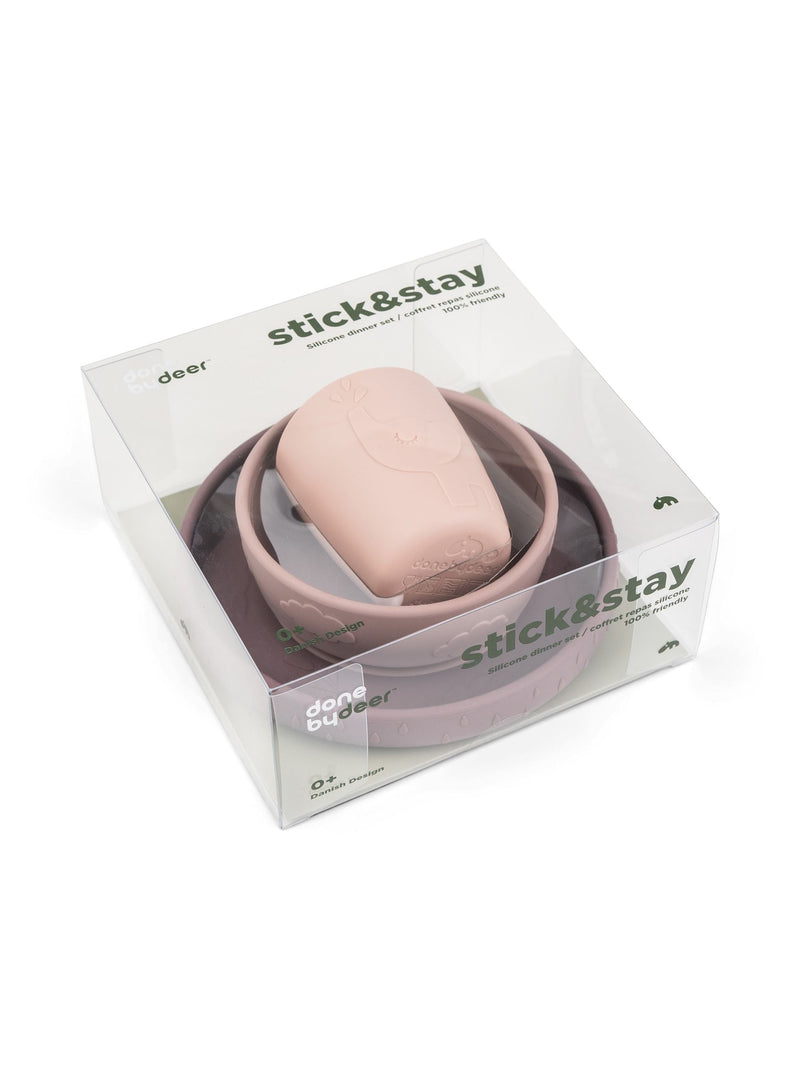 Done by Deer Deer Friends dinner set pink silicone (British brand)