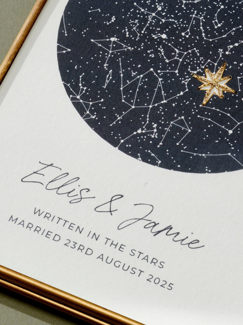 Posh Totty Designs personalised wedding night sky print 10x15cm, UK version