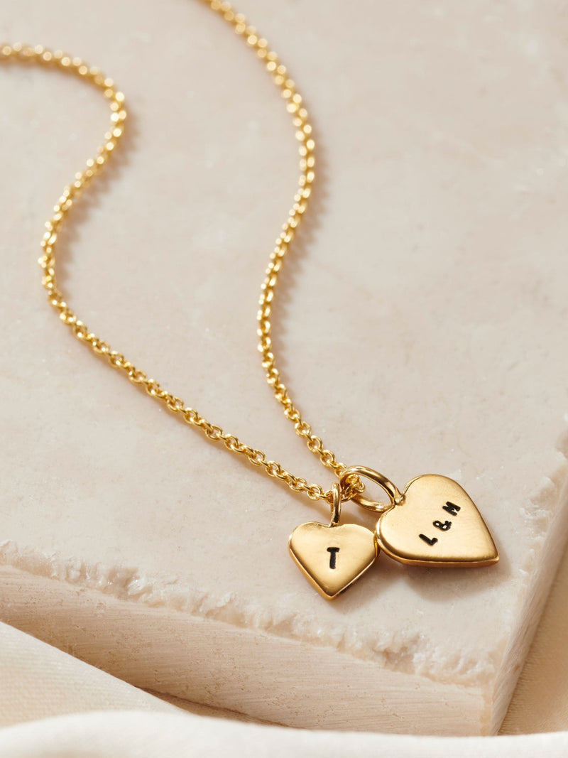 Posh Totty Designs personalised heart charm necklace in gold-plated silver - British product