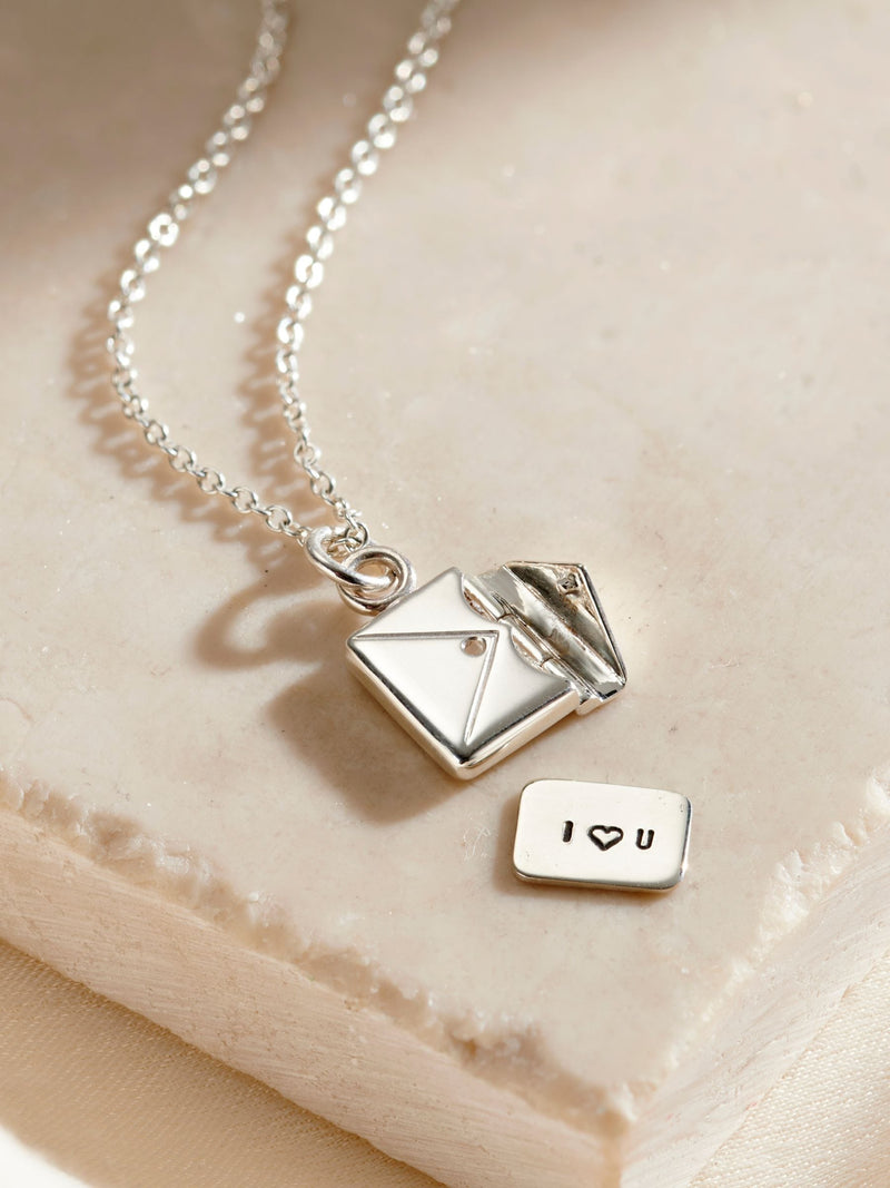 Posh Totty Designs mini personalised envelope necklace on 18 inch chain - British product