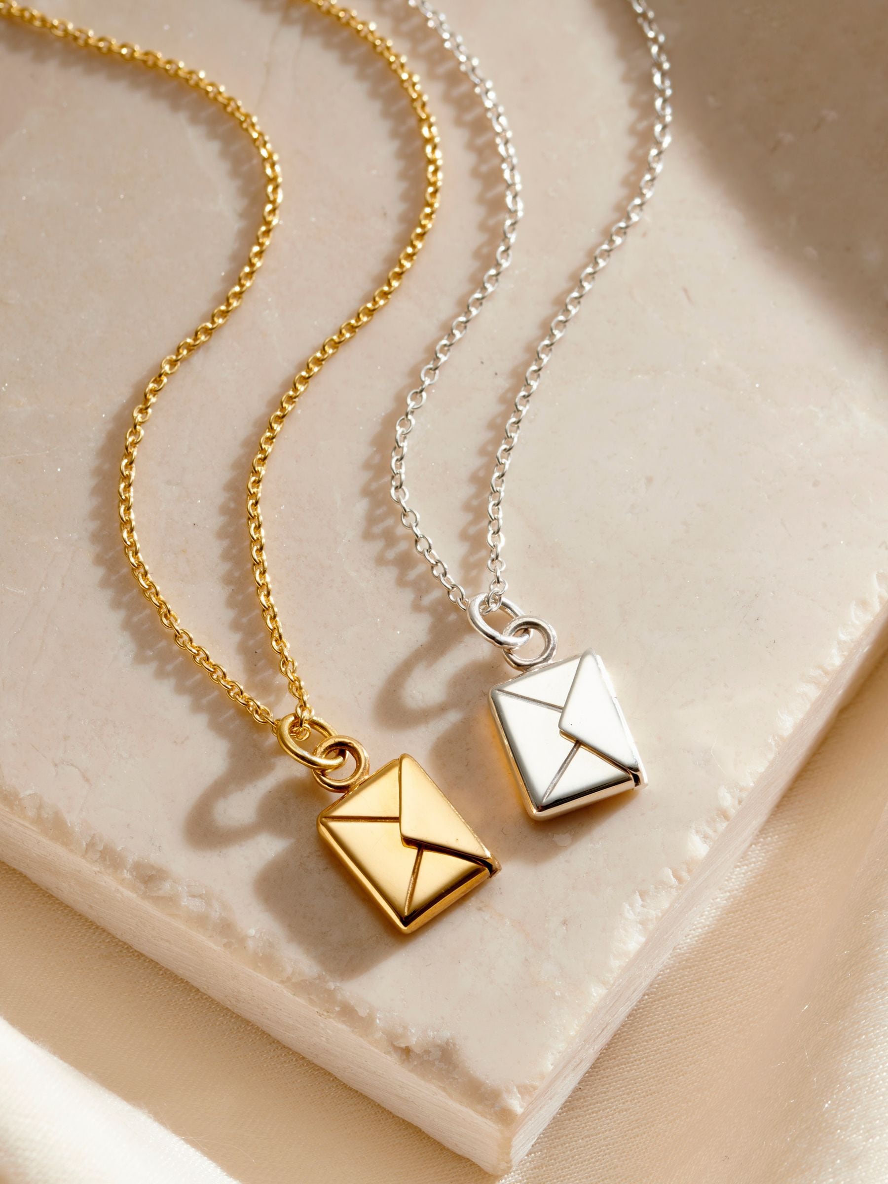 Posh Totty Designs mini personalised envelope necklace on 18 inch chain - British product