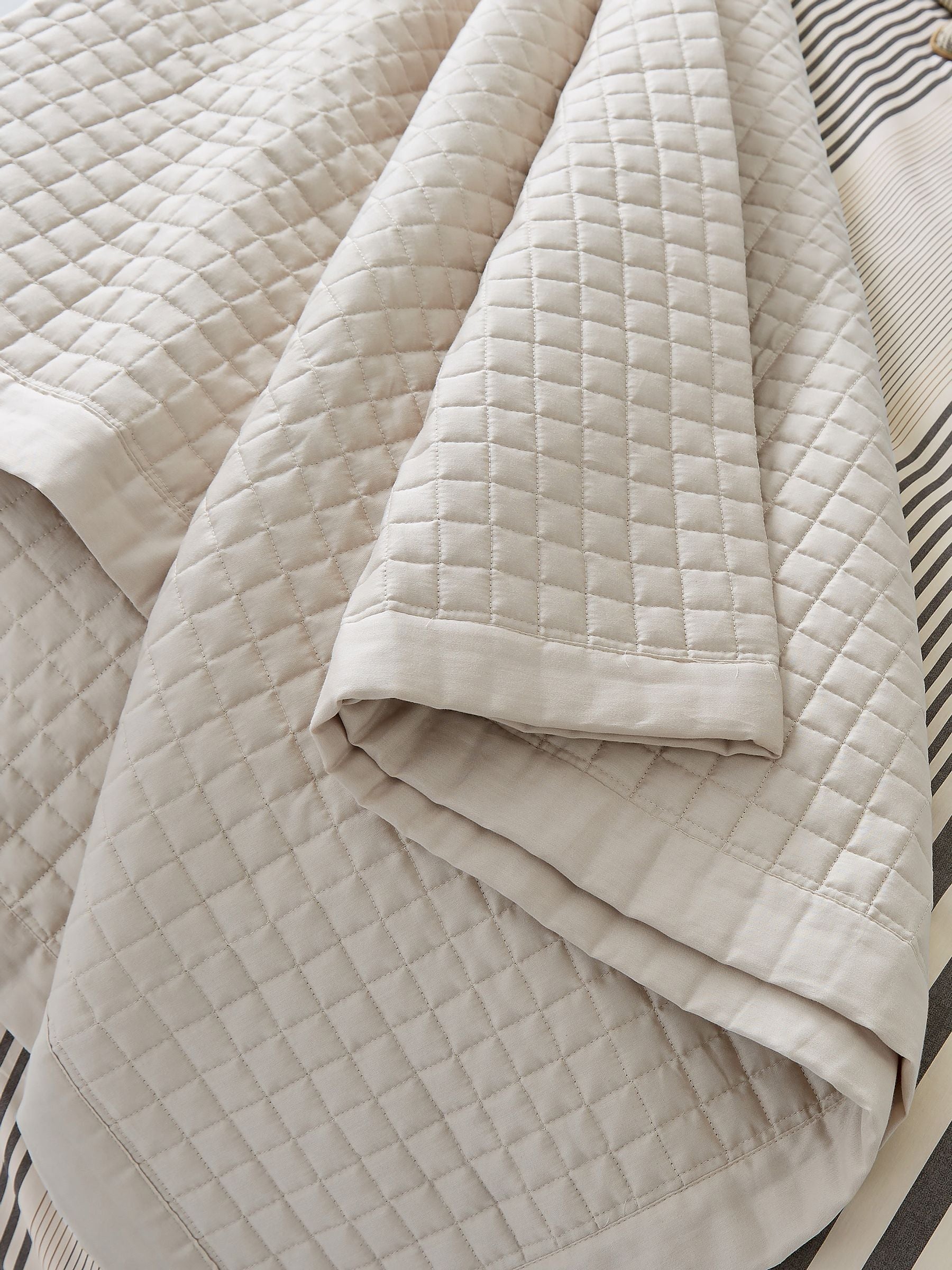 Bedeck of Belfast Neutral Alba quilted throw, imported from the UK