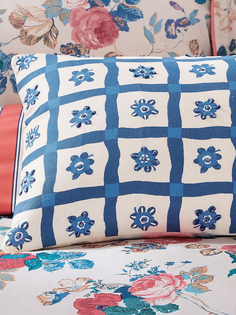 Land & Shore Sora cushion with embroidered French knots cotton 60x40 cm, imported from the UK