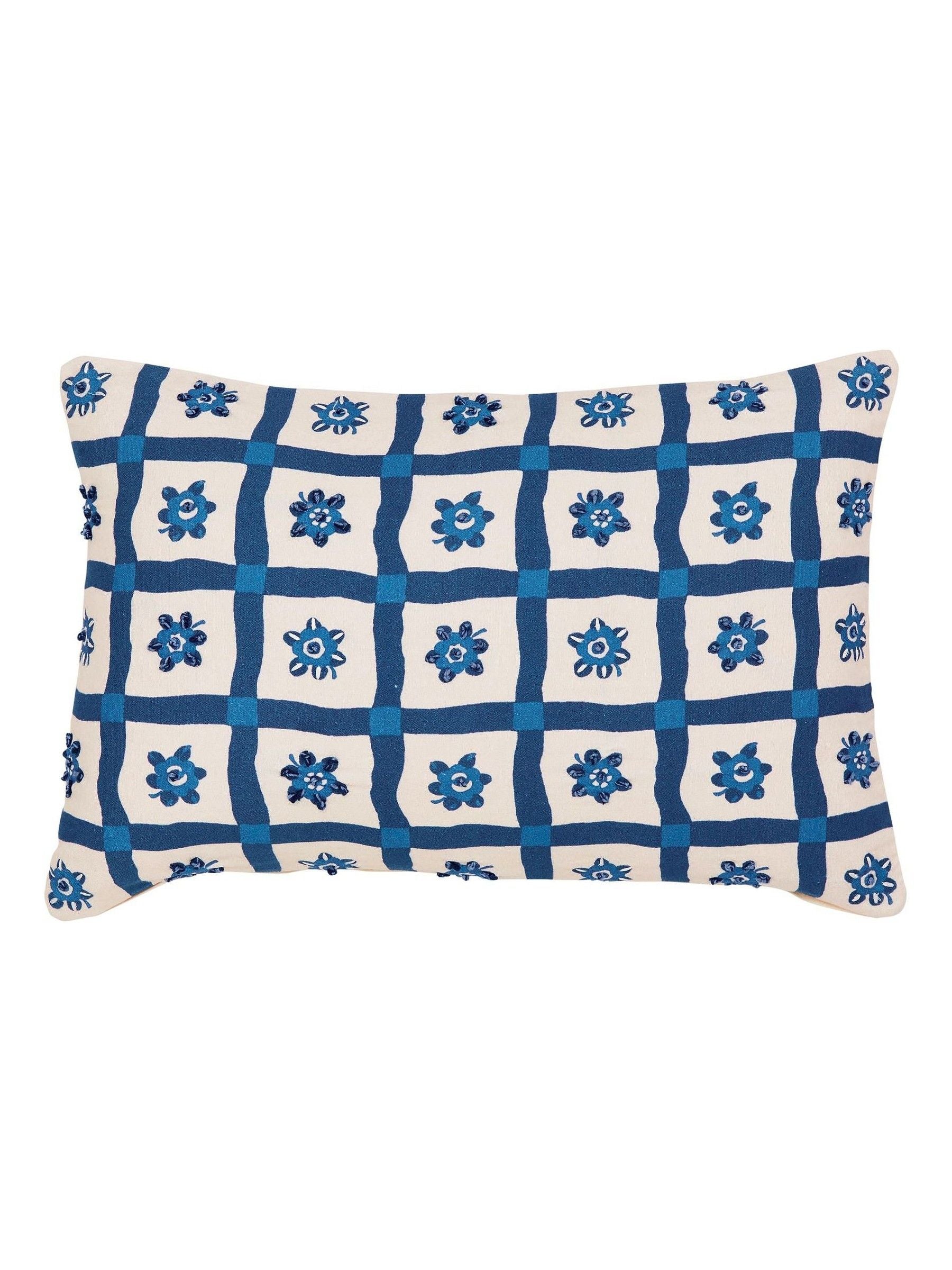 Land & Shore Sora cushion with embroidered French knots cotton 60x40 cm, imported from the UK