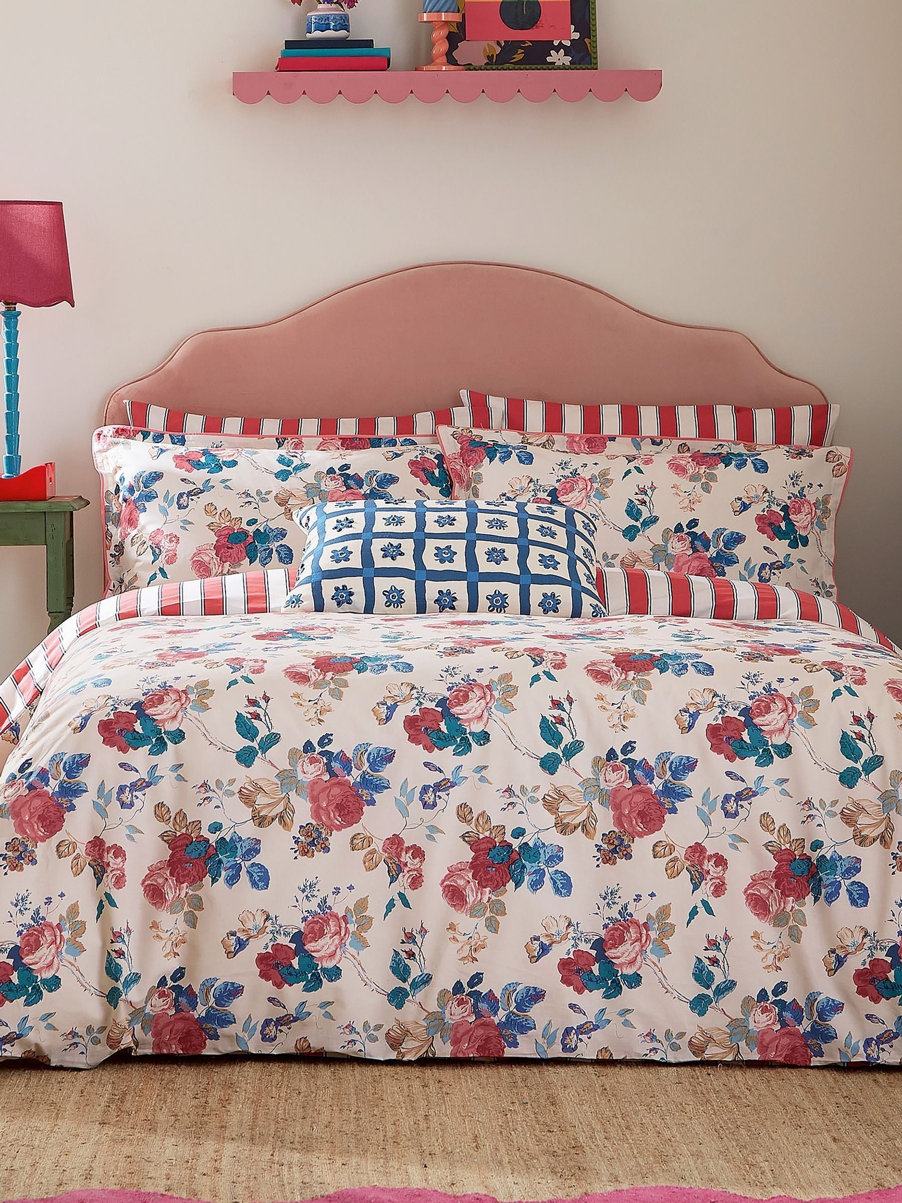 Land & Shore Sora cushion with embroidered French knots cotton 60x40 cm, imported from the UK