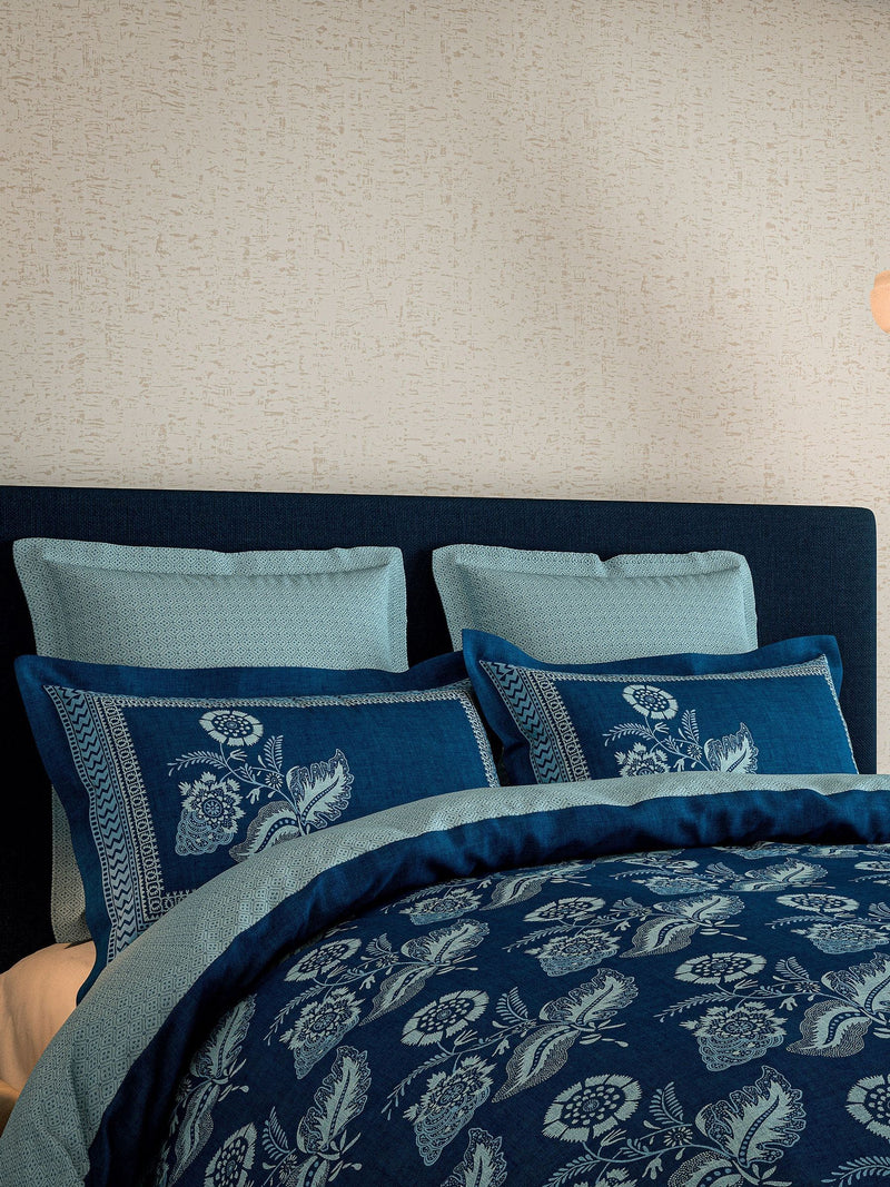 V&A Indigo Eastern Bloom pillowcase pair, imported from the UK