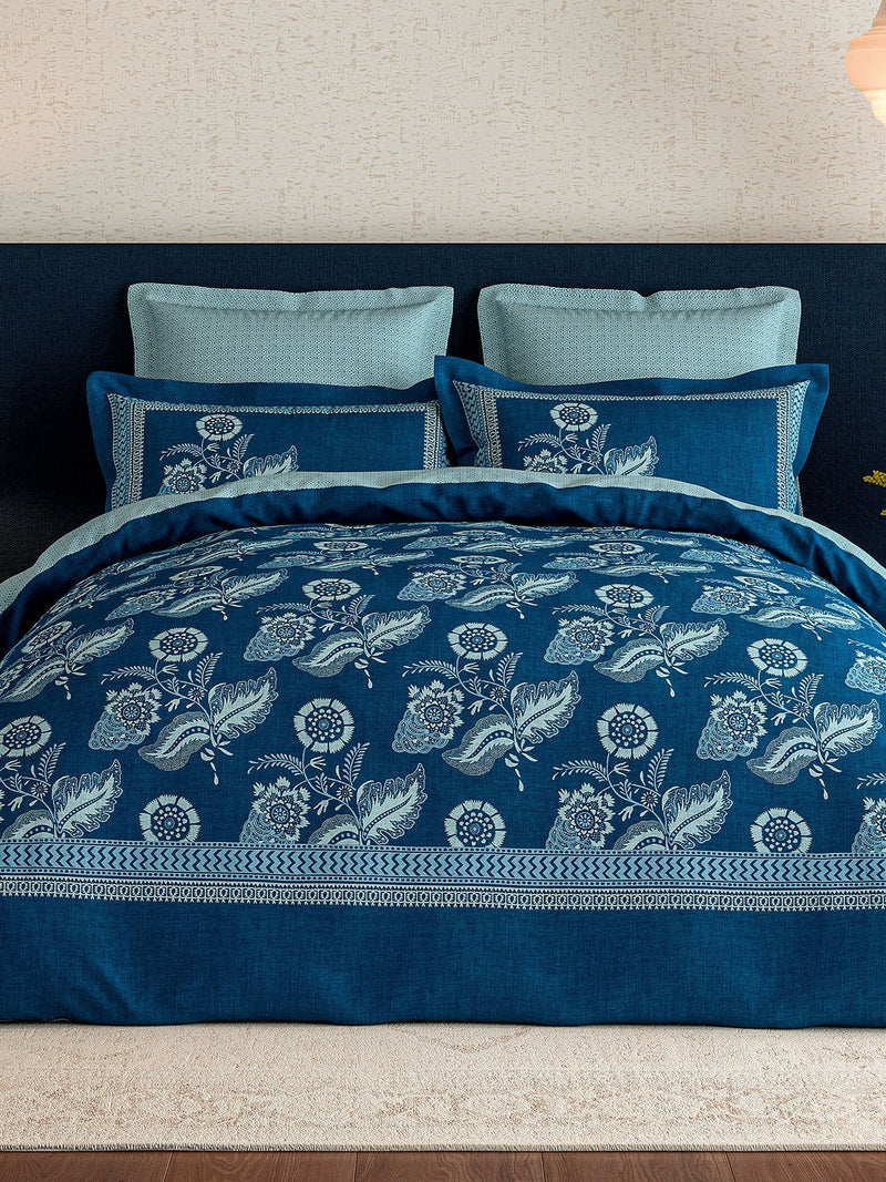 V&A Indigo Eastern Bloom pillowcase pair, imported from the UK