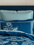 V&A Indigo Eastern Bloom pillowcase pair, imported from the UK