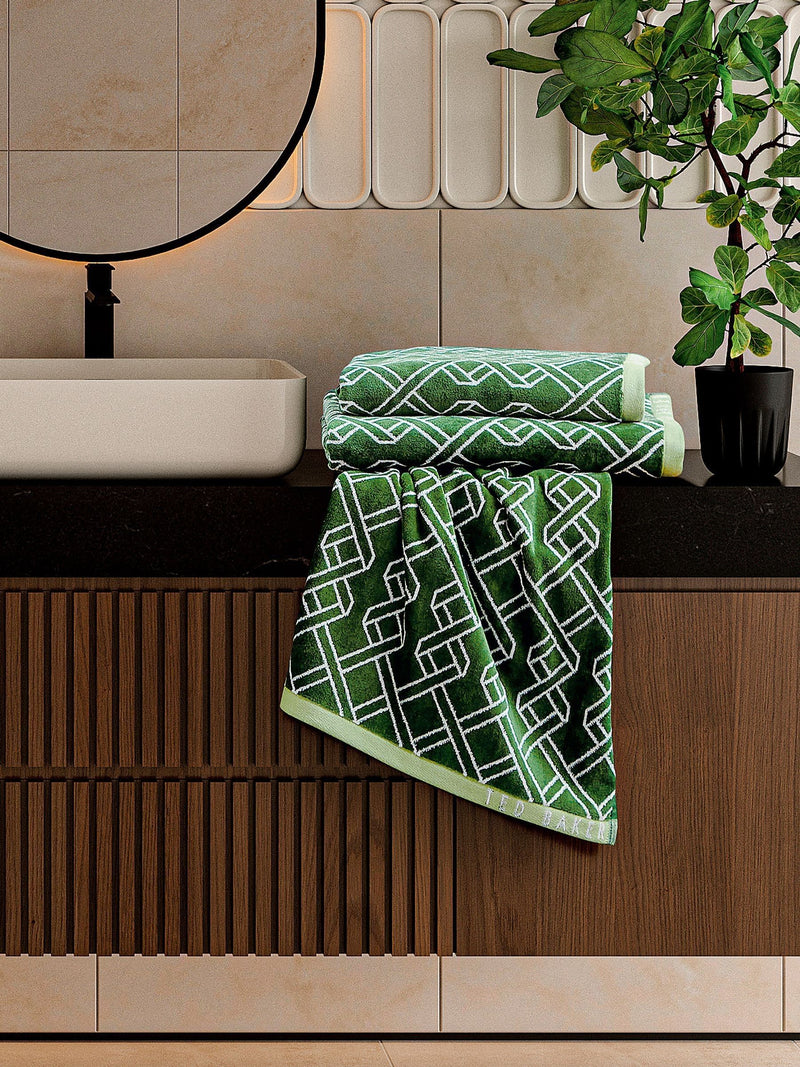 Ted Baker Green Ribbon Stripe cotton towel - British product