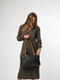 Cultured London Black Solange leather tote bag, imported from the UK